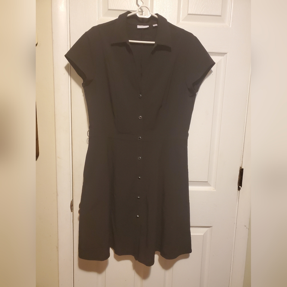 New York & Company Classic Black Button-Down Dress